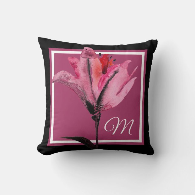 Monogram | Floral Watercolor II Cushion (Front)