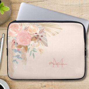 Monogram Floral Watercolor Laptop Sleeve