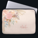 Monogram Floral Watercolor Laptop Sleeve<br><div class="desc">This monogrammed laptop sleeve is decorated with watercolor pampas grass,  eucalyptus,  flowers,  and dried leaves on a blush pink background.
Easily customisable.
Original Watercolor © Michele Davies.</div>
