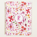 Monogram Floral Watercolor Modern Pattern Planner<br><div class="desc">Bright and happy watercolor wildflower and leaves painting of a wildly overgrown garden. Perfect for gardeners,  nature lovers and florists.
Change the monogram initial to customise.</div>