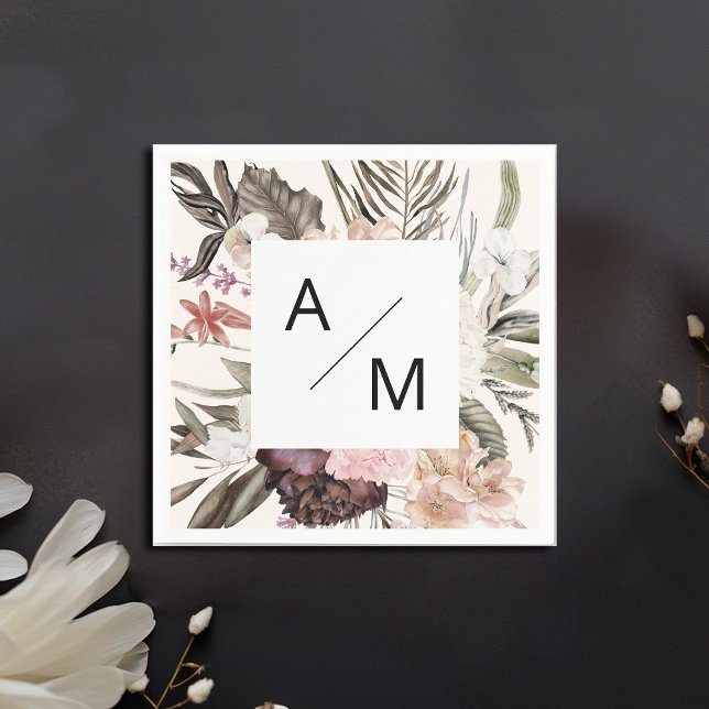 Monogram Floral Wedding Napkin (Creator Uploaded)