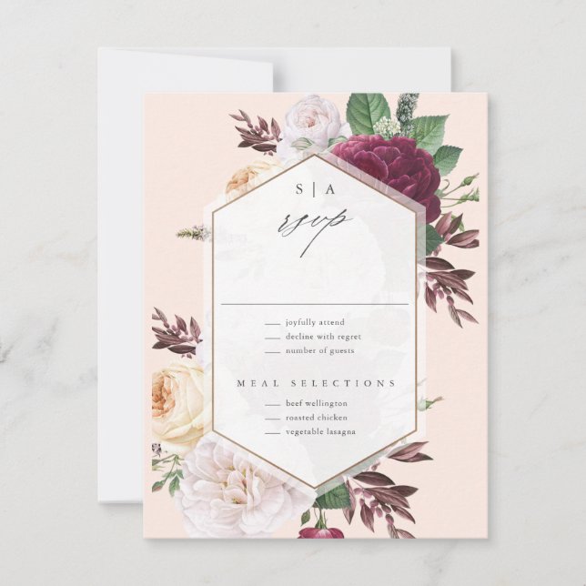 Monogram Floral Wedding RSVP Card (Front)