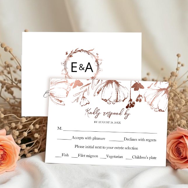 Monogram Floral Wedding RSVP Enclosure Card (Creator Uploaded)