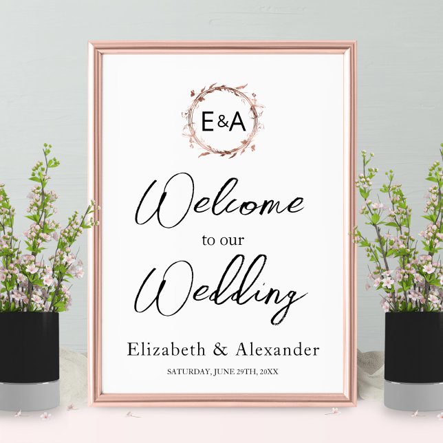 Monogram Floral Wedding Welcome Sign Foam Boar (Creator Uploaded)