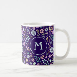 Monogram Floral Whimsical Boho Pattern Mug