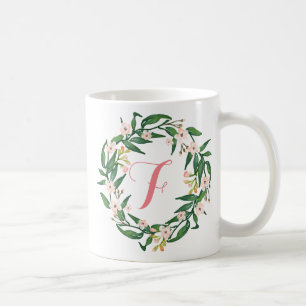 Monogram Floral Wreath,Birthday,Mother's day8 Coffee Mug