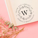 Monogram & Floral Wreath From the Library of Book Self-inking Stamp<br><div class="desc">Add an elegant touch to all your favourite books with our chic Floral Wreath Monogram From the Library of Bookplate stamp, featuring your single initial monogram in classic serif lettering, framed by a hand-drawn wreath of flowers, buds and tiny botanical leaves. "From the library of" appears in a gorgeous circular...</div>