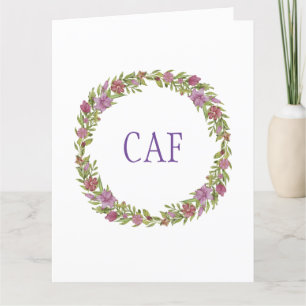 Monogram Floral Wreath Note Card