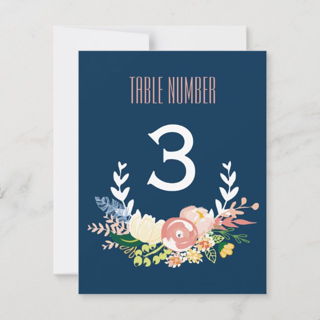 Monogram Floral Wreath | Table Number (Front)