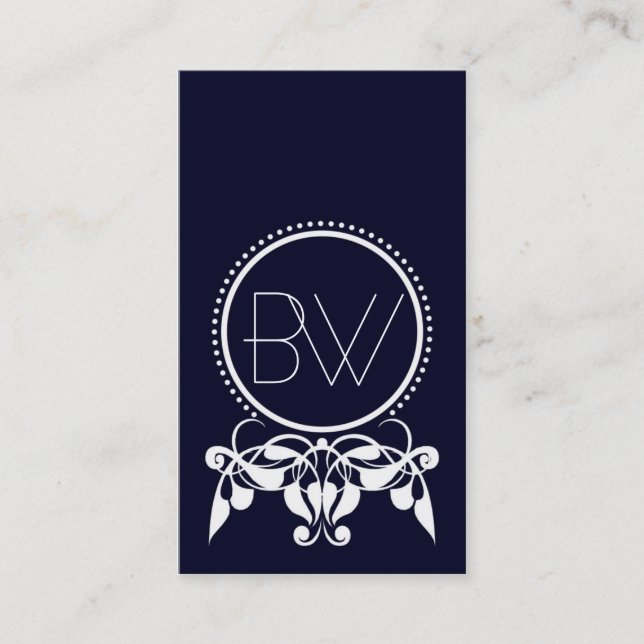 Monogram Flourish [blue] Business Cards (Front)