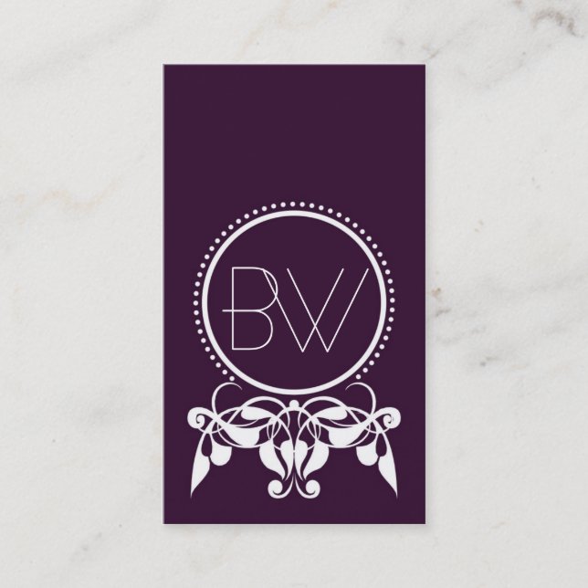 Monogram Flourish [purple] Business Cards (Front)