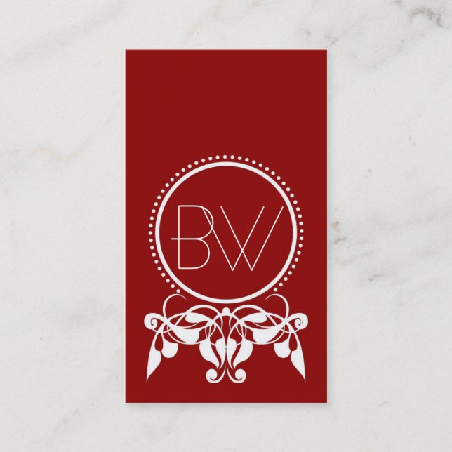 Monogram Flourish [red] Business Cards (Front)