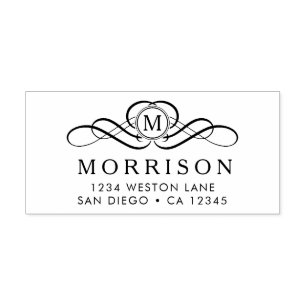 Monogram Flourish return address Self-inking Stamp