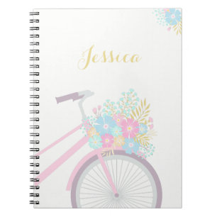 Monogram Flower Bicycle Notebook (80 Pages B&W)