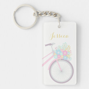 Monogram Flower Bicycle Wishing Great Day Keychain
