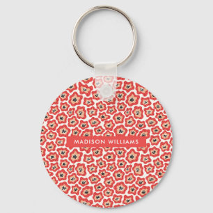 Monogram Flower Modern Minimalist Keychain