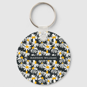 Monogram Flower Modern Minimalist Keychain