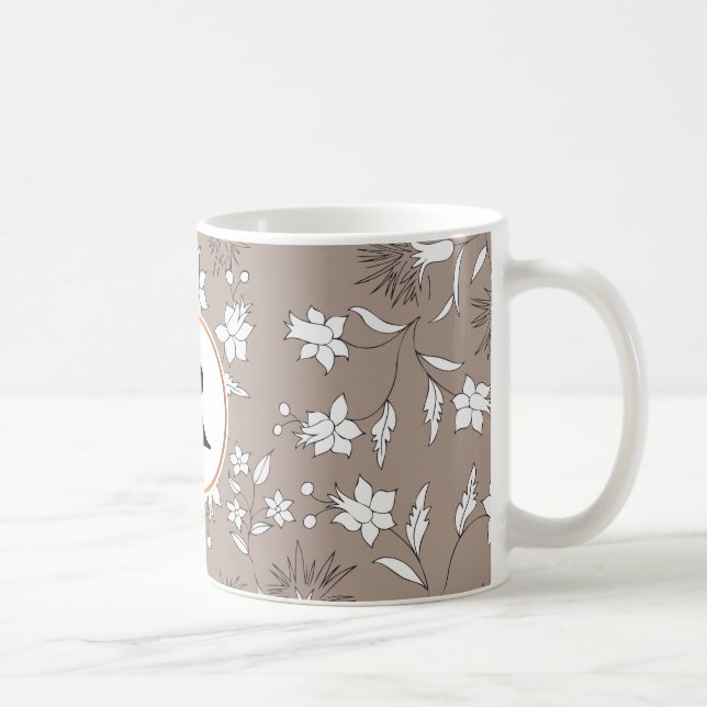 monogram & flowers coffee mug (Right)