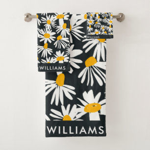 Monogram Flowers Elegant Stylish Bath Towel Set