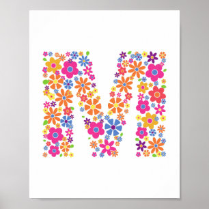 Monogram Flowers Floral Letter M Poster