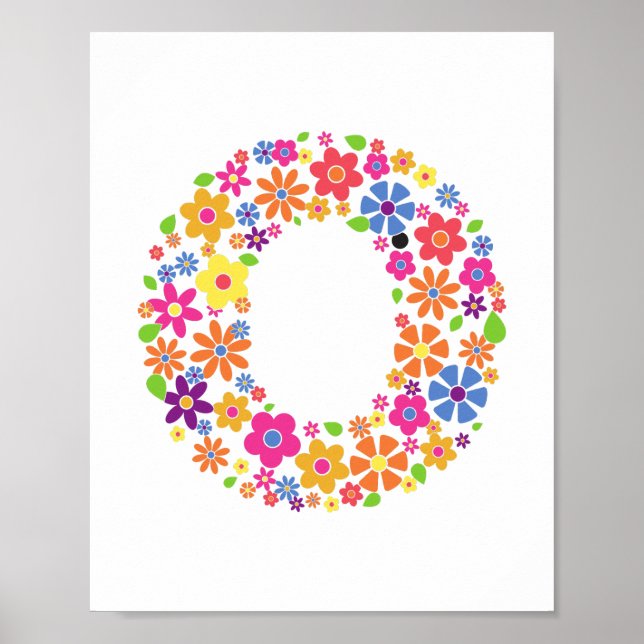Monogram Flowers Floral Letter O Poster (Front)