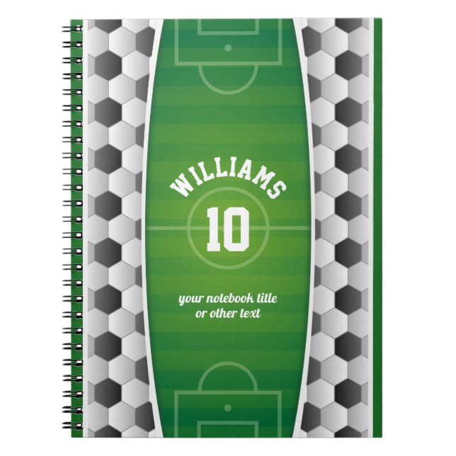 Monogram Football Soccer Field Ball Sport Green Notebook (Front)