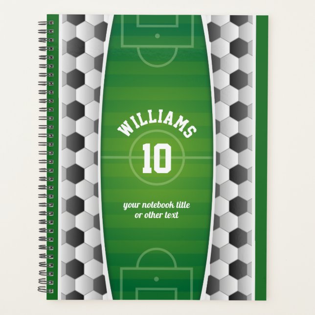 Monogram Football Soccer Field Ball Sport Green Planner (Front)