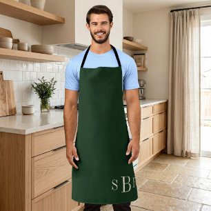 Monogram Forest Green Boho Moody Kitchen Gift Apron
