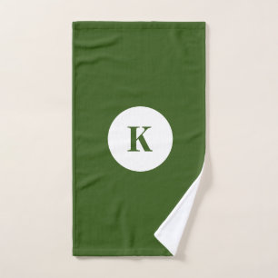 Monogram Forest Green Colourful Elegant Modern Hand Towel