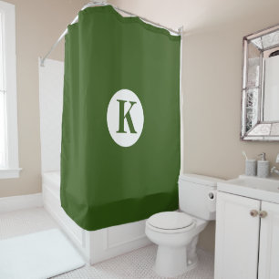 Monogram Forest Green Colourful Elegant Modern Shower Curtain