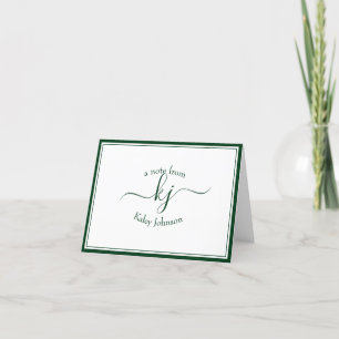 Monogram Forest Green From The Desk Of Note Card