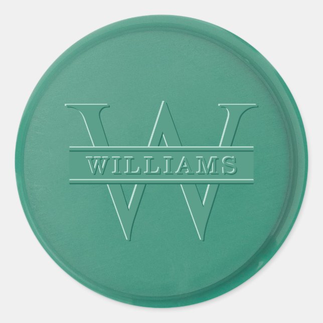 Monogram Forest Green Wax Seal Sticker (Front)