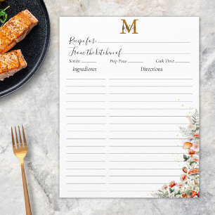 Monogram Forest Mushroom Floral Recipe Insert