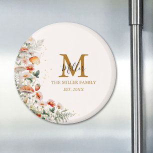 Monogram Forest Mushrooms Flowers Floral botanical Magnet