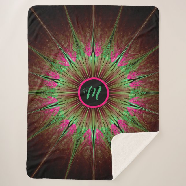 Monogram Fractal Sherpa Blanket (Front)
