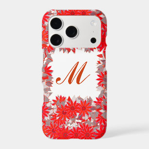 Monogram framed with flowers - red and grey