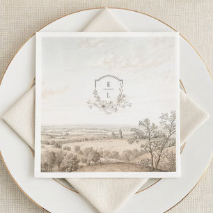 Monogram French Country Wedding Personalised Napkin