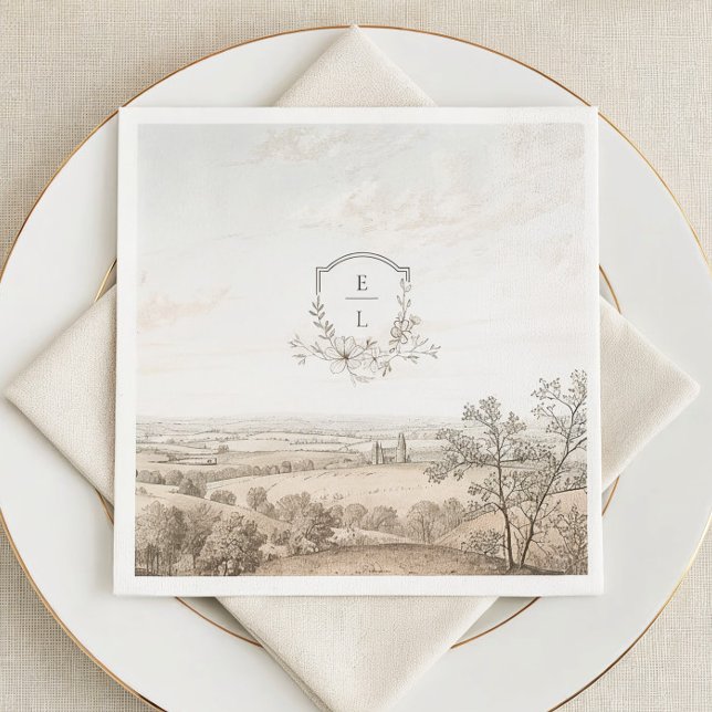 Monogram French Country Wedding Personalised Napkin (Creator Uploaded)