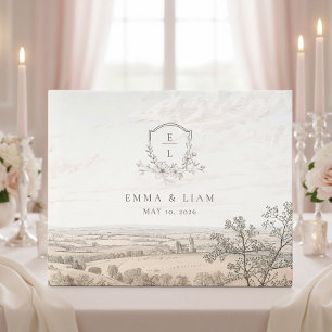 Monogram French Country Wedding Personalized Guest Book