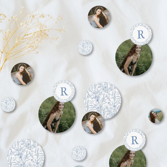 Monogram French Floral Bat Mitzvah Photo Confetti (Monogram French Floral Bat Mitzvah Photo Confetti
)