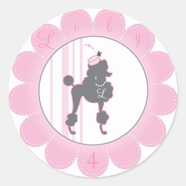 Monogram French Poodle Favour Sticker (Front)