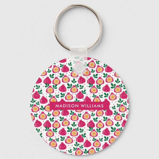 Monogram Fruit Modern Minimalist  Keychain (Front)