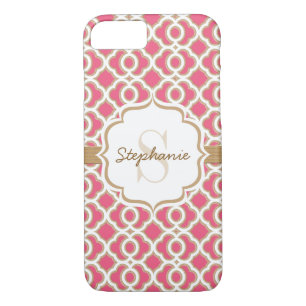 Monogram Fuchsia and Gold Quatrefoil iPhone 8/7 Case