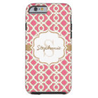Monogram Fuchsia and Gold Quatrefoil