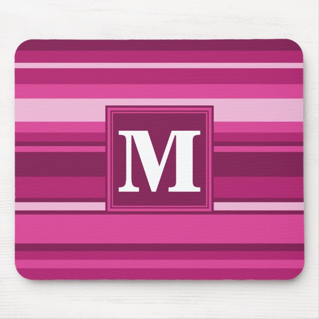 Monogram fuchsia stripes mouse pad (Front)
