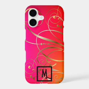 Monogram Fun and Coloful Gold Swirls Flourishes