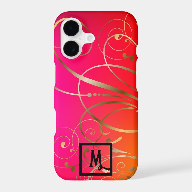 Monogram Fun and Coloful Gold Swirls Flourishes  (Back)