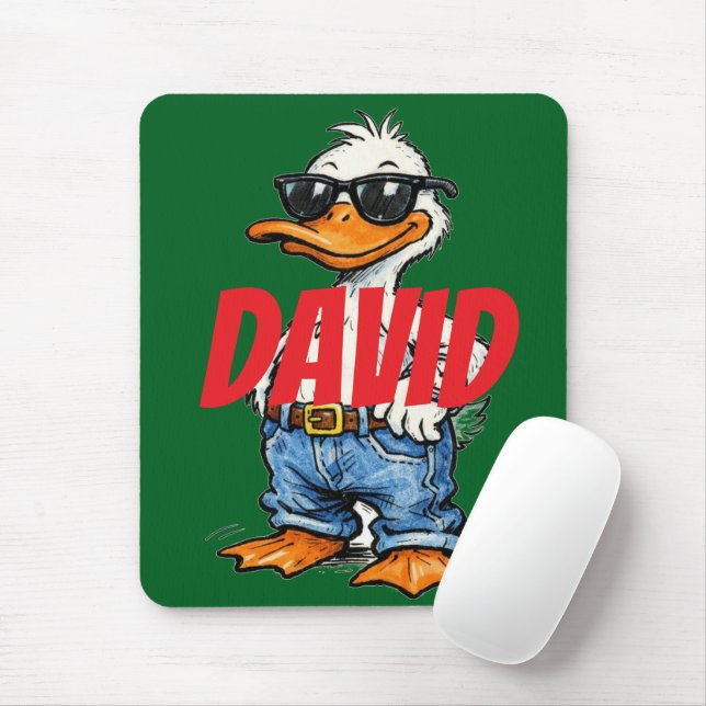 Monogram fun cartoon Green Red Funny duck Mouse Pad (With Mouse)
