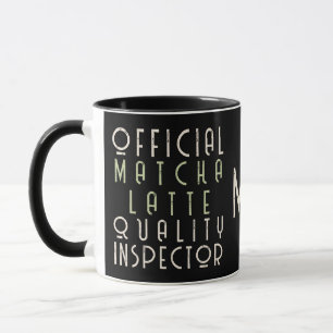Monogram Funny Black Green Matcha Latte Enthusiast Mug