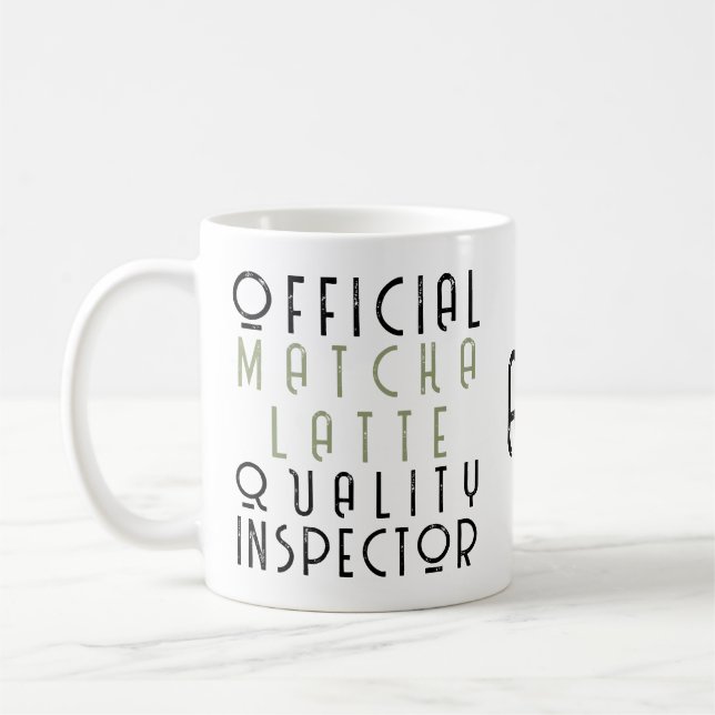 Monogram Funny Black Green Matcha Latte Passionate Coffee Mug (Left)
